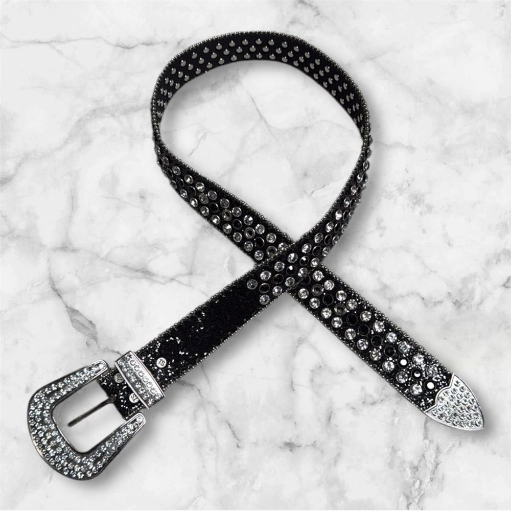 Black and silver Rhinestone sparkle Studded Belt length 30”-33”